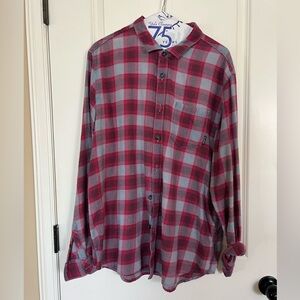 Red and Gray Plaid Men's Long Sleeve Shirt
